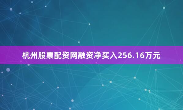 杭州股票配资网融资净买入256.16万元